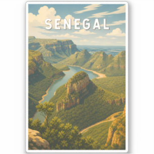 Senegal Illustration Travel Art Vintage