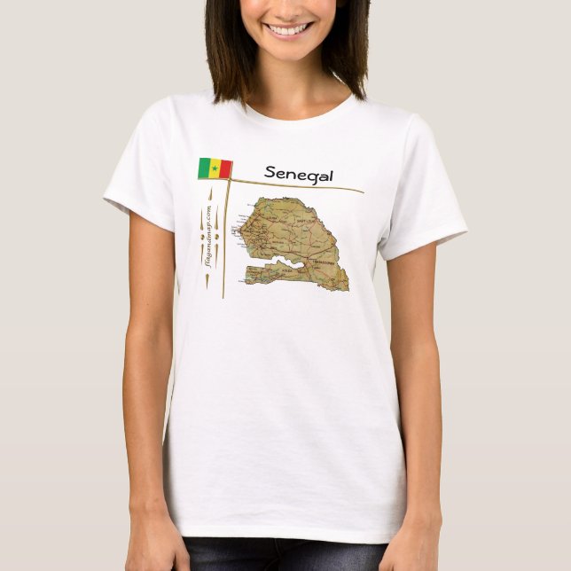 Senegal Map + Flag + Title T-Shirt (Front)