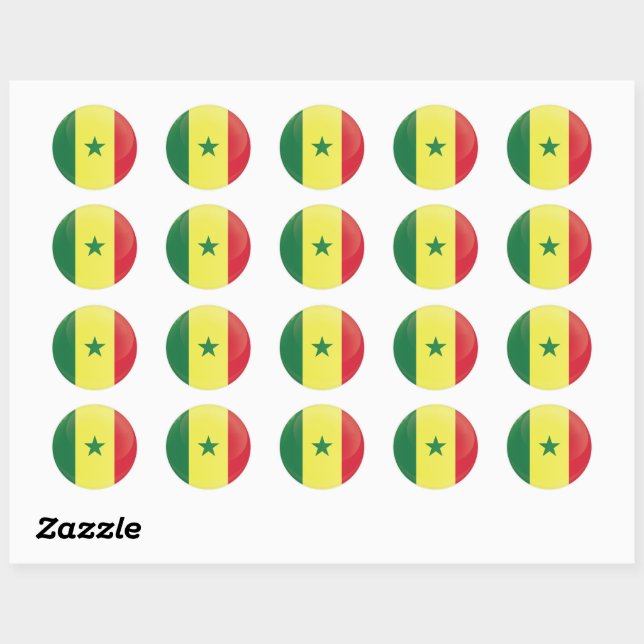 Senegal  Round Icon Flag Classic Round Sticker (Sheet)