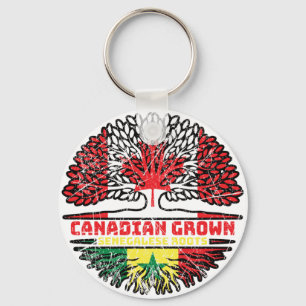 Senegal Senegalese Canadian Canada Tree Roots Flag Keychain