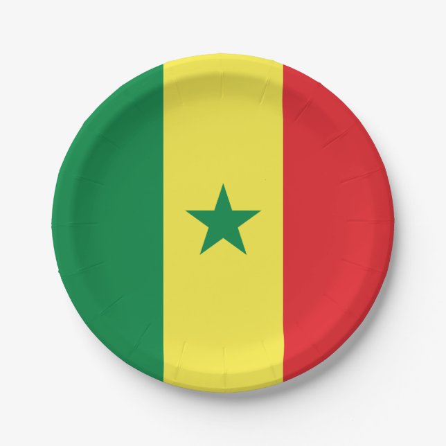 Senegal (Senegalese) Flag Paper Plate (Front)