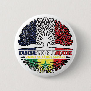 Senegal Senegalese French France Tree Roots Flag 2 Inch Round Button