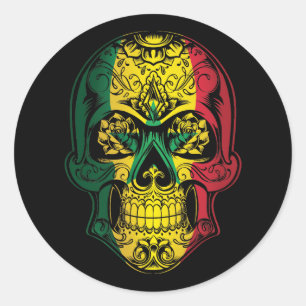 Senegal  Skull And Roses Flag Classic Round Sticker