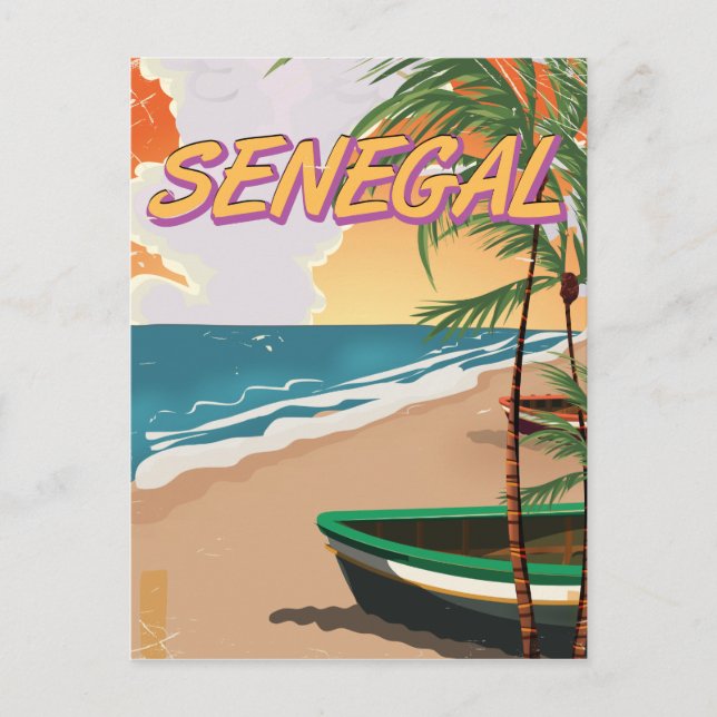 Senegal vintage beach poster postcard (Front)