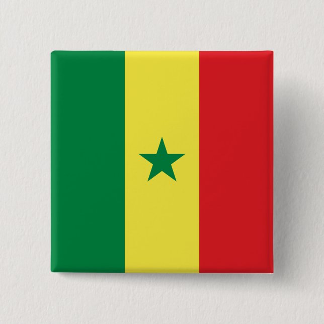 Senegalese Flag 2 Inch Square Button (Front)