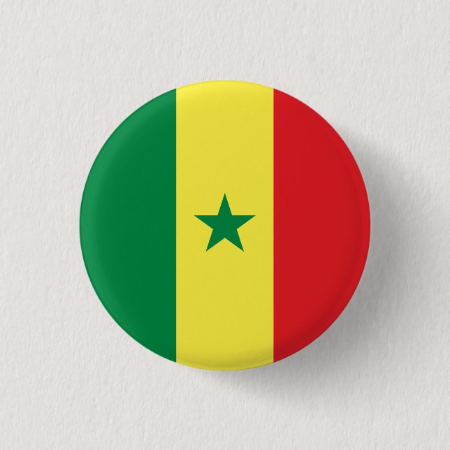 Senegalese Flag, Flag of Senegal 1 Inch Round Button (Front)