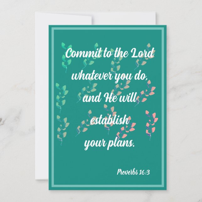 S'engager auprès du Seigneur Proverbes 16:3 Carte (Devant)