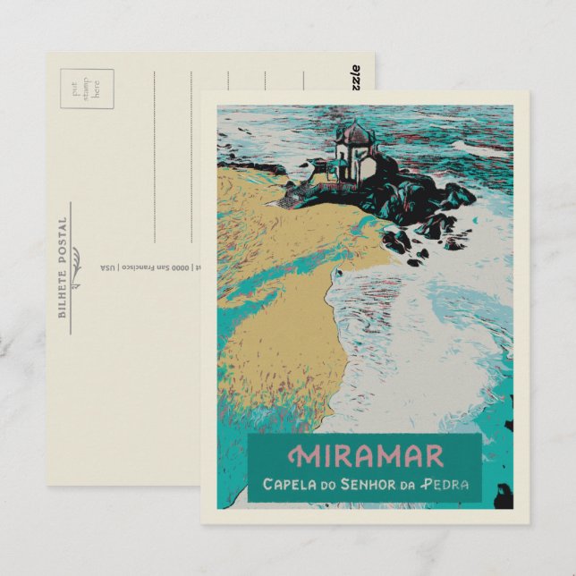 Senhor da Pedra Chapel, Miramar Beach, Portugal Postcard (Front/Back)