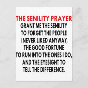 Senility Prayer Postcard
