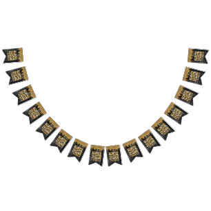 SENIOR 2023 BLACK & GOLD GLITTER DRIP CUSTOM BUNTING FLAGS