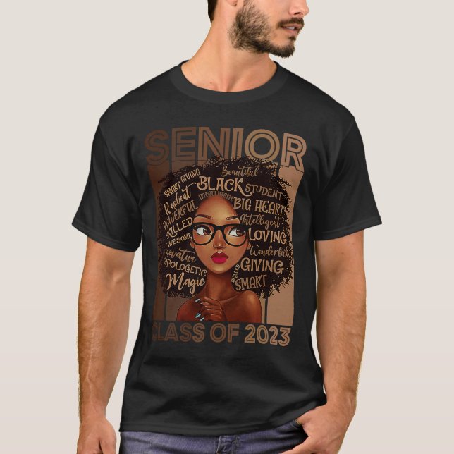 Senior 2023 Class BLM Afro Melanin African Pride A T-Shirt (Front)