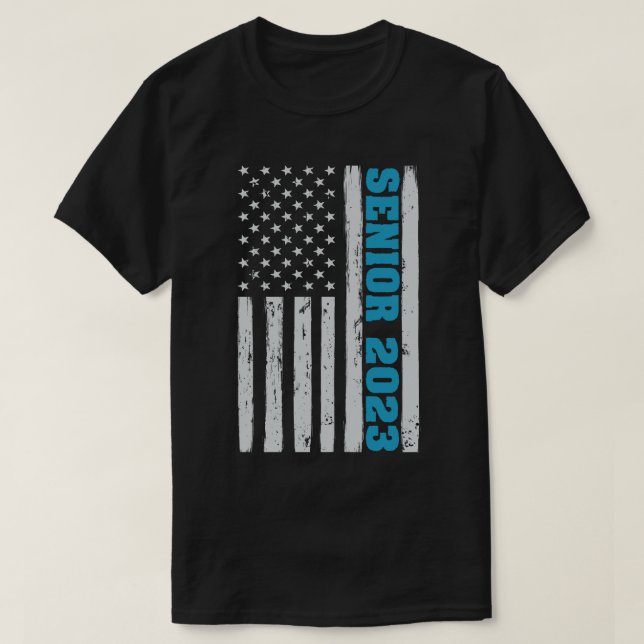 Senior 2023 Usa American Flag Graduation Gift T-Shirt (Design Front)