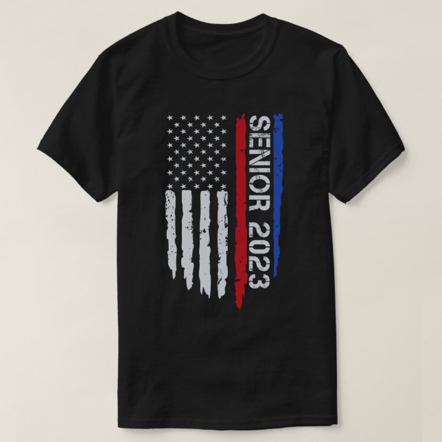  Senior 2023 Usa American Flag Graduation Gift T-Shirt (Design Front)