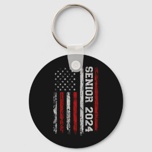Senior 2024 American Flag Usa Graduation Class Of  Keychain
