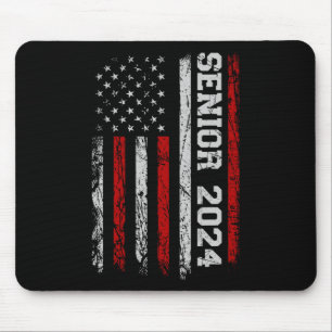 Senior 2024 American Flag Usa Graduation Class Of  Mouse Pad