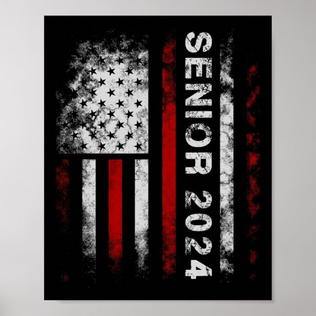 Senior 2024 American Flag Usa Graduation Class Of  Poster (Front)