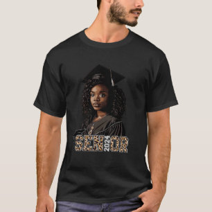 Senior 2024 Black Girl Graduation Leopard Class of T-Shirt