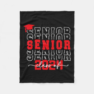 Senior 2024 Class Of 2024 Back To School Graduatio Fleece Blanket