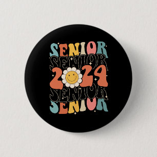 Senior 2024 Class Of 2024 Retro Groovy Seniors Gra 2 Inch Round Button