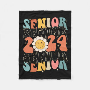 Senior 2024 Class Of 2024 Retro Groovy Seniors Gra Fleece Blanket