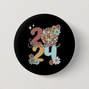 Senior 2024 Disco Balls Last Day Of School Graduat 2 Inch Round Button