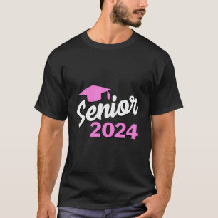 Senior 2024 Girl Shirt Pink Grad Gift Graduation C