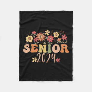 Senior 2024 Groovy Retro Class Of 2024 Graduation Fleece Blanket