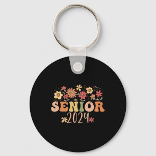 Senior 2024 Groovy Retro Class Of 2024 Graduation Keychain