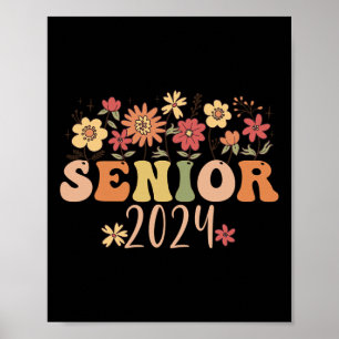 Senior 2024 Groovy Retro Class Of 2024 Graduation Poster