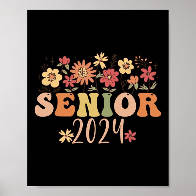 Senior 2024 Groovy Retro Class Of 2024 Graduation  Poster (Front)