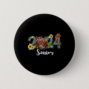 Senior 2024 Highland Cow Western Graduation Class 2 Inch Round Button