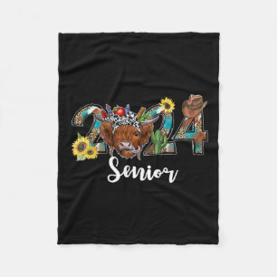 Senior 2024 Highland Cow Western Graduation Class  Fleece Blanket