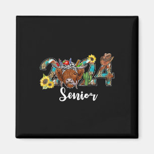 Senior 2024 Highland Cow Western Graduation Class  Magnet