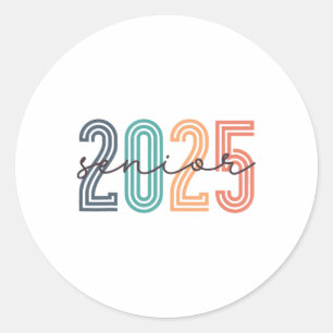Senior 2025 Cl Of 2025 Byck To School Retro Gradua Classic Round Sticker