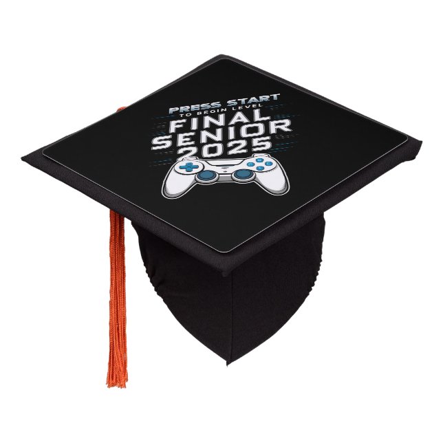 Senior 2025 Class of 2025 Gamer Video Games Graduation Cap Topper (Angled)