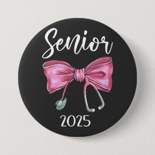 Senior 2025 Coquette Class of 2025 Pink Bows 3 Inch Round Button