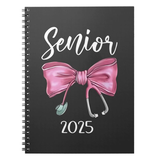 Senior 2025 Coquette Class of 2025 Pink Bows Notebook (Front)