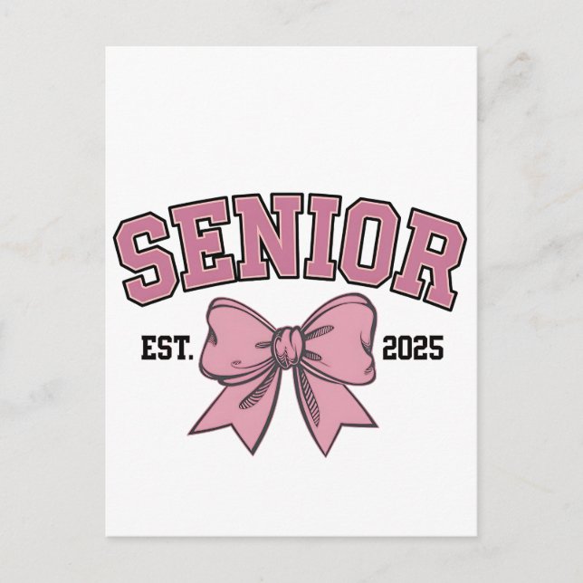 Senior 2025 Coquette Class of 2025 Pink Bows Postcard (Front)
