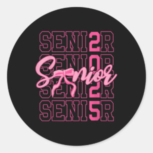 Senior 2025 Coquette Pink Bow Cl Of 2025 Back To S Classic Round Sticker