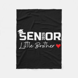Senior 2025 Little Brother Graduate Heart Cl Of 20 Fleece Blanket