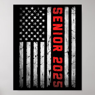 Senior 2025 Patriotic American Flag Graduation Cl  Poster