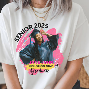 Senior 2025 Photo and Name Personalized Graduation Tri-Blend Shirt