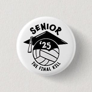 Senior 2025 Volleyball Graduation  1 Inch Round Button