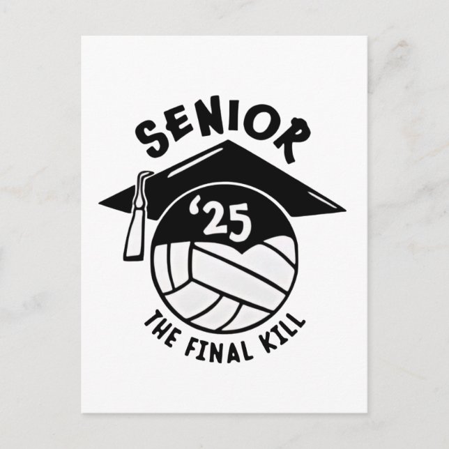Senior 2025 Volleyball Graduation  Announcement Postcard (Front)