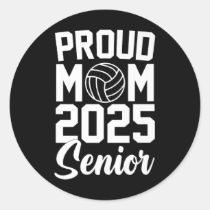 Senior 2025 Volleyball Mom High School Graduation Classic Round Sticker