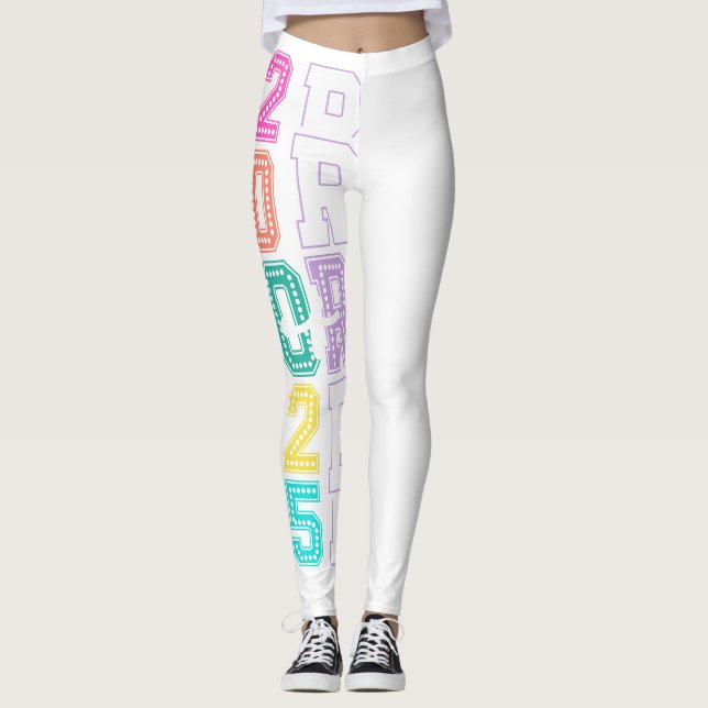 Senior 2025 White & Pastel Leggings (Front)