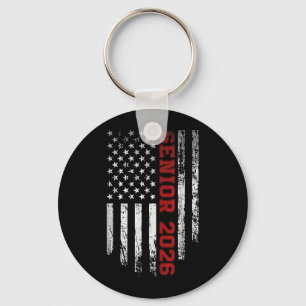 Senior 2026 American Flag Shirt USA Graduation Keychain