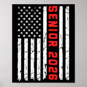 Senior 2026 American Flag Usa Cl Of 2026 Graduatio Poster