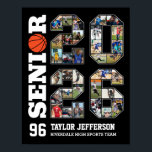 Senior 2026 Basketball Team Sports Photo Collage Poster<br><div class="desc">Personalized senior sports photo collage for athlete and sports player. This customizable photo gift is perfect for senior night, sports award banquet or birthday gift for your athlete son, daughter or student. It's a great way to display precious moments and memories from their sports games. The poster features a collage...</div>