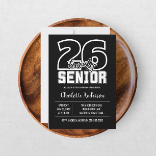 Senior 2026 Black Graduation Photo Invitation